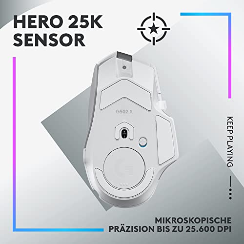 Logitech G502 X Kabelgebundene Gaming-Maus - LIGHTFORCE Hybrid optisch-mechanische Primärschalter, HERO 25K Gaming-Sensor, Kompatibel PC - macOS/Windows - Weiß