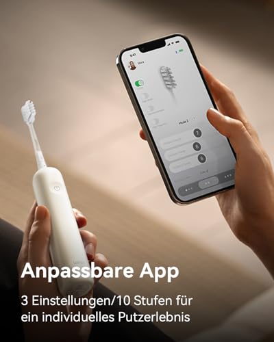 Laifen Wave elektrische Zahnbürste, Oszillation & Vibration elektrische Schallzahnbürste für Erwachsene mit 3 Bürstenköpfen, IPX7 wasserdicht magnetisch wiederaufladbar Reisezahnbürste (ABS weiß)