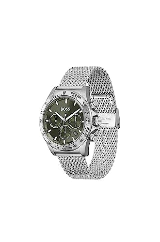 BOSS Chronograph Quartz Watch for Men with Silver Stainless Steel Bracelet