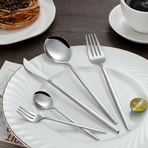 BEWOS 36-teiliges Besteck set mit Steakmesser Service für 6, Premium-Edelstahl-Bestecksets für Haus & Küche, Hochwertiges Messer-Löffel-Gabel-Besteck-Set Hochglanzpoliert, Spülmaschinenfest