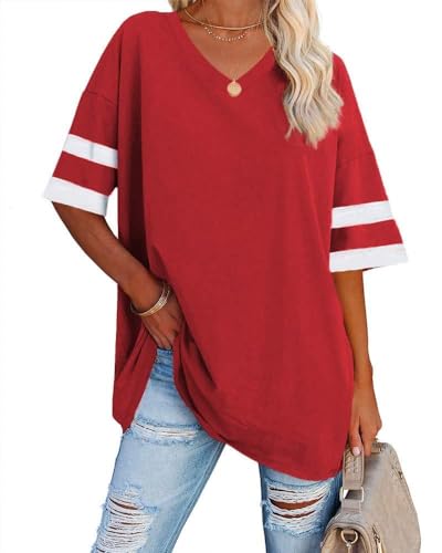 Ebifin Women's Oversized V-Neck T-Shirt