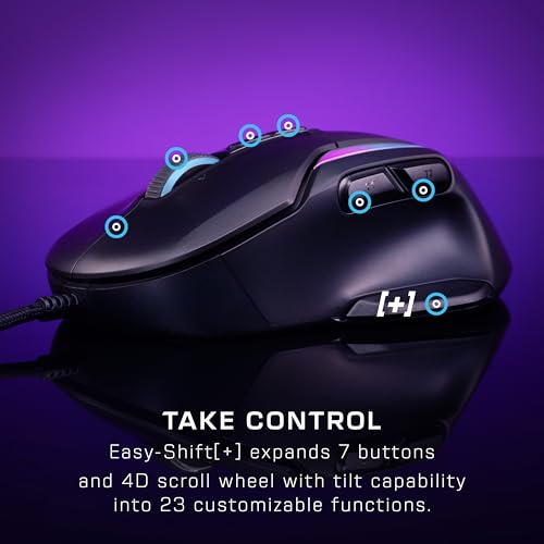 Turtle Beach Kone II Air – Kabellose, ergonomische RGB-Gaming-Maus, 350-Stunden-Akku, optischer 26K DPI Sensor, 21 programmierbare Funktionen, 4D-Free-Spin-Scroll-Rad, Schwarz