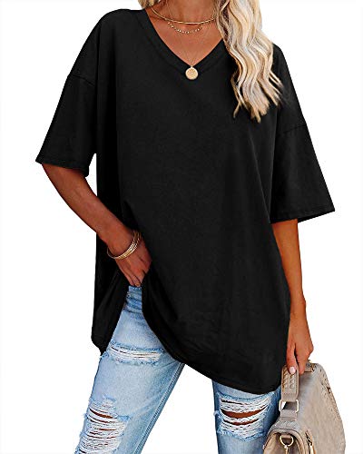 Ebifin Women's Oversized V-Neck T-Shirt