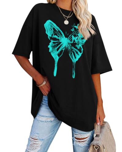 Tomwell Women’s Oversized T-Shirt – Butterfly Design