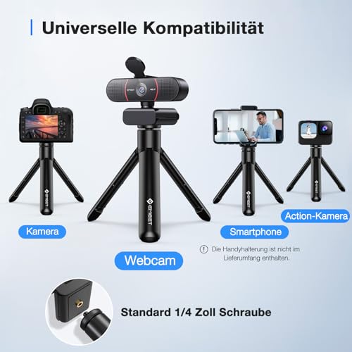 EMEET Full HD Webcam - C960 1080P Webcam mit Objektivabdeckung & Dual Mikrofon, 90 ° Streaming Kamera mit Automatische Lichtkorrektur, Plug & Play, für Linux, Win10, Mac OS