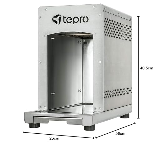 tepro steak grill Toronto, ceramic infrared burner with 3 kW power, 800 degrees gas, dimensions approx. 23 x 56 x 40.5 cm, silver