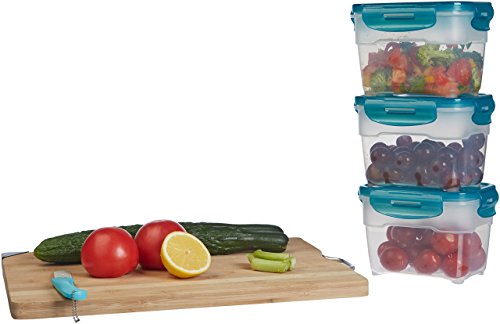 Amazon Basics Gefrierbehälter im Set, mit Deckel, luftdicht, auslaufsicher, stapelbar, für Kühlschrank/Gefriertruhe, BPA-frei, Kunststoff, mikrowellen- und spülmaschinenfest, 6 Stück 1er-Pack, farblos