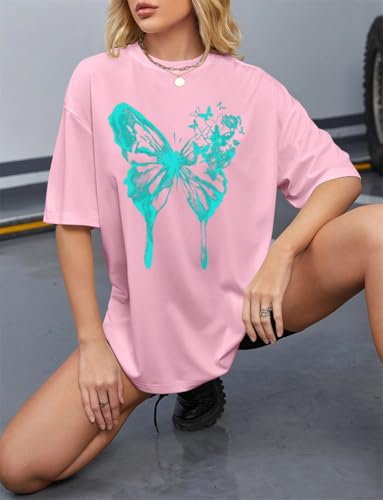 Tomwell Women’s Oversized T-Shirt – Butterfly Design