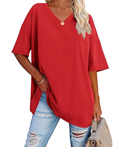 Ebifin Women's Oversized V-Neck T-Shirt