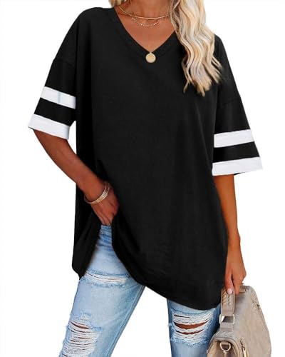 Ebifin Women's Oversized V-Neck T-Shirt