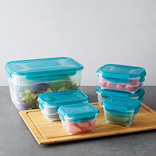 Amazon Basics Gefrierbehälter im Set, mit Deckel, luftdicht, auslaufsicher, stapelbar, für Kühlschrank/Gefriertruhe, BPA-frei, Kunststoff, mikrowellen- und spülmaschinenfest, 6 Stück 1er-Pack, farblos