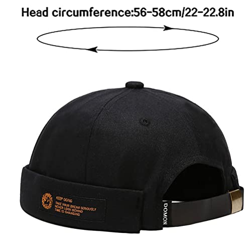 XYIYI Herren Dockermütze Brimless Hat Schädelkappe Arbeiter Matrosenmütze Gerollte Manschette Retro Beanie Mütze