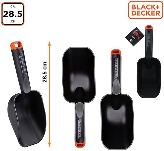 BLACK+DECKER Gartenschaufel - runde Ausführung - tiefer Boden - 28,5 cm - Schwarz