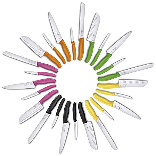 Victorinox Swiss Classic Gemüsemesser-Set, 3-teilig, Obstmesser, Gerader Schliff, Extra Scharf, Robuster Kunststoffgriff, mehrfarbig
