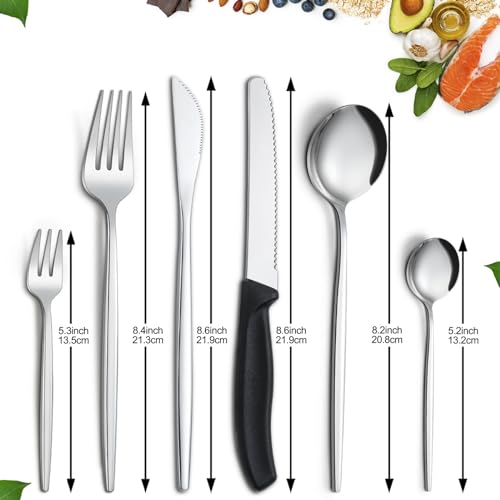 BEWOS 36-teiliges Besteck set mit Steakmesser Service für 6, Premium-Edelstahl-Bestecksets für Haus & Küche, Hochwertiges Messer-Löffel-Gabel-Besteck-Set Hochglanzpoliert, Spülmaschinenfest
