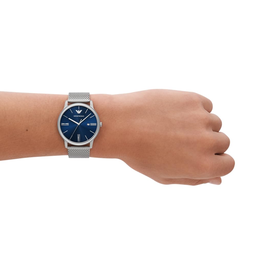 Emporio Armani Uhr für Herren, Quarzwerk und 42mm Gehäusegröße mit Edelstahl-, Leder- oder Silikonarmband