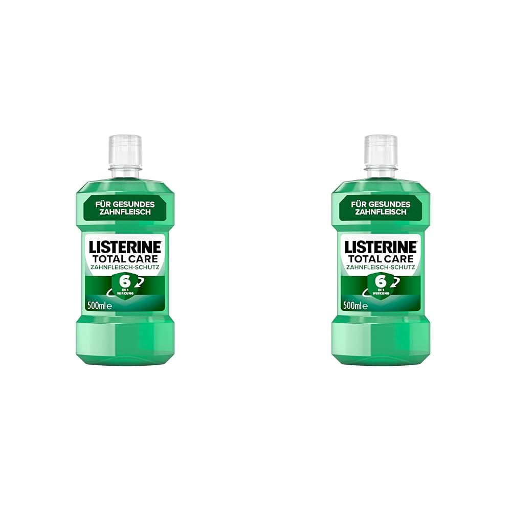 LISTERINE Total Care Zahnfleisch-Schutz (6 x 500 ml), antibakterielle Mundspülung mit Fluorid für gesundes Zahnfleisch, Zahnpflege Mundwasser reduziert Zahnbelag mit 6 in 1 Wirkung