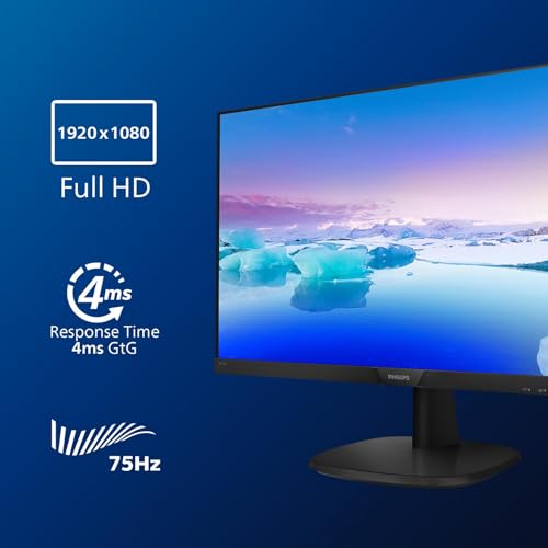 Philips 241V8L - 24 Inch FHD Monitor, AdaptiveSync (1920 x 1080, 75 Hz, VGA, HDMI) Black
