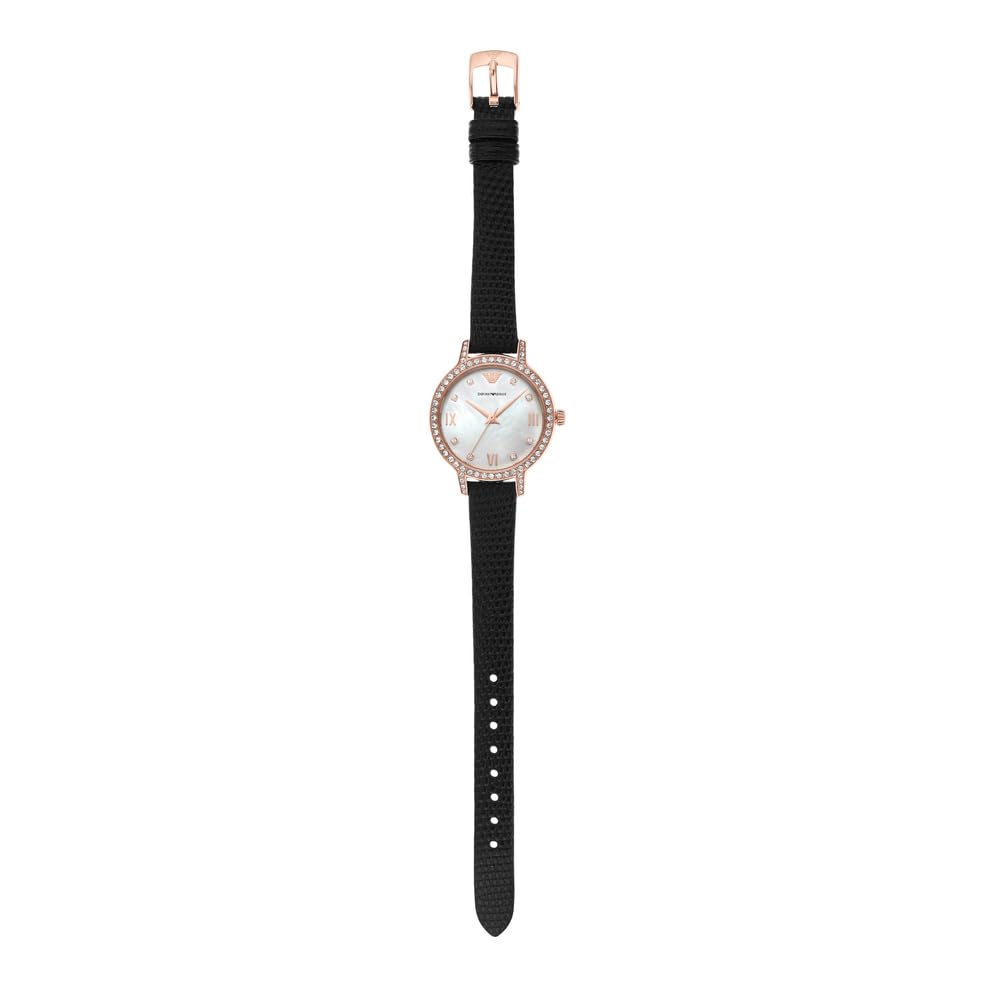 Emporio Armani Damenuhr, Dreizeiger Quarzwerk und 32mm Gehäusegröße mit Edelstahl-, Leder- oder Silikonarmband