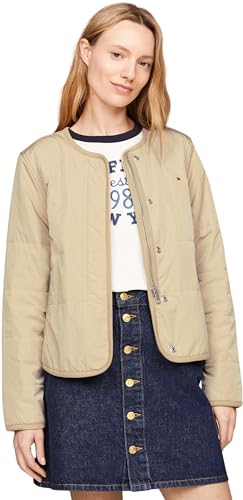 Tommy Hilfiger Women’s Lightweight Jacket – Iconic Jersey Lined Zip-Up Coat
