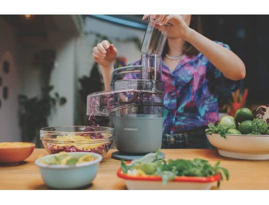 Kenwood MultiPro Go FDP22.130GY, Kompakt-Küchenmaschine nur 30cm hoch, zum Schneiden, Reiben, Pürieren und Teig Kneten, Express-Serve, 1,3 l Arbeitsbehälter, 650 W, Blau