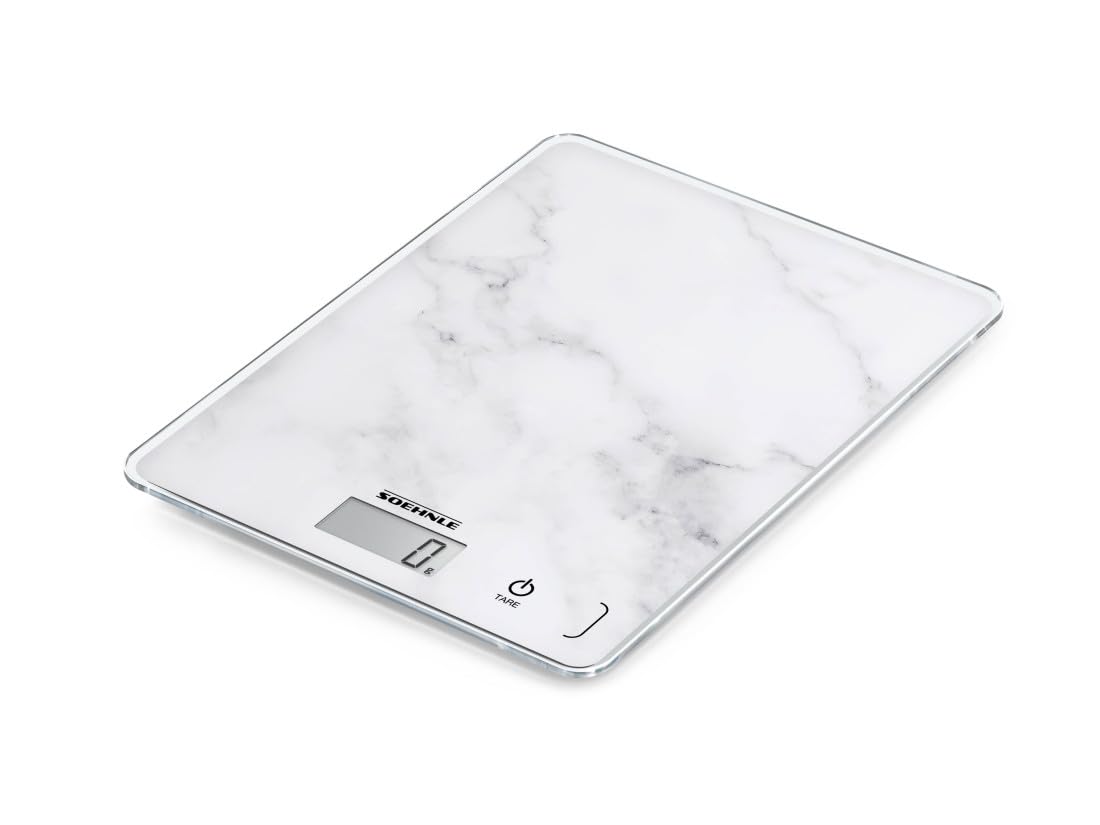 Soehnle Küchenwaage Page Compact 300 weiß, digitale Küchenwaage bis zu 5 kg Tragkraft, Waage mit leicht ablesbarer LCD-Anzeige, Digitalwaage mit Zuwiegefunktion