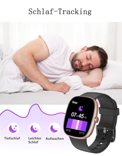 HUAKUA Smartwatch Damen Herren mit Telefonfunktion,1,85" Smartwatch mit 100+Sportmodi Fitnessuhr mit Pulsuhr Schlafmonitor SpO2 Schrittzähler Fitness Tracker IP68 Wasserdicht für Anforid iOS Handy