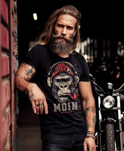 Neverless® Men's T-Shirt – "Moin" Gorilla Music Front Print