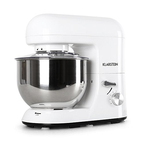 Klarstein Küchenmaschine, Knetmaschine mit 5L Schüssel, 1800W Profi Küchenmaschine mit Knethaken und Schneebesen, Universal Küchenmaschine mit 6 Stufen, Teigmaschine zum Rühren, Kneten und Aufschlagen