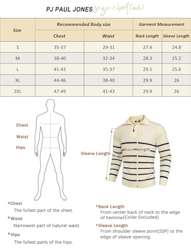 PJ PAUL JONES Men’s Quarter Zip Sweater – Striped Mock Neck Pullover