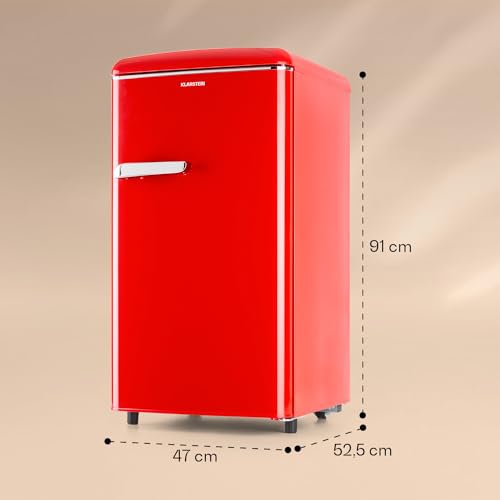 Klarstein Laika freezer - 60 litres total volume, thermostat with 5 levels, 0 to -18 °C, 3 shelves, freestanding, retro design, red