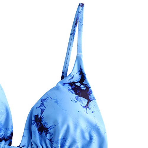 ZAFUL Padded Bikini Set Tie-Dye Triangle Top Low Waist Swim Shorts