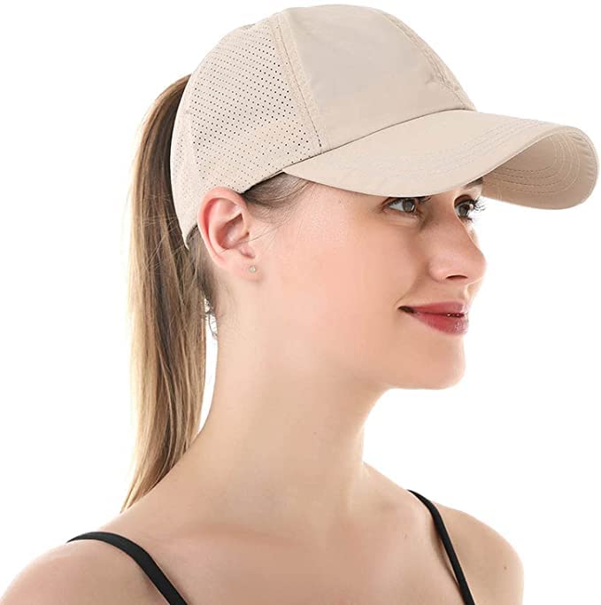 Womens Ponytail Hat Baseball Cap, Adjustable Criss Cross Baseball Cap High Bun Unisex Quick Drying Trucker Hats