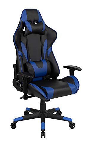 Flash Furniture X30 Gaming-Stuhl, ergonomischer Bürostuhl für PC- und Gaming-Setups, verstellbarer Rennsport-Stuhl mit vollständig verstellbarer Rückenunterstützung, schwarz mit weißer Verzierung