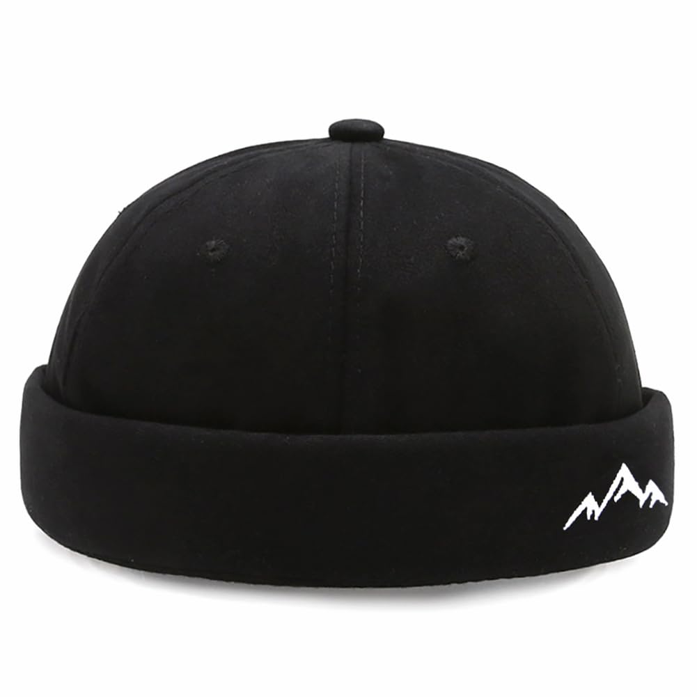 XYIYI Herren Dockermütze Brimless Hat Schädelkappe Arbeiter Matrosenmütze Gerollte Manschette Retro Beanie Mütze