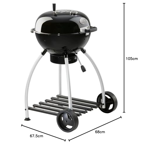 RÖSLE Holzkohle-Kugelgrill No.1 Sport F50, Hochwertiger Kohlegrill mit einstellbarer Luftzufuhr, Deckelscharnier, Deckelthermometer, stabiler Ablage, extra großer Grillfläche und Grillraum