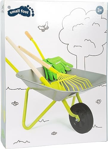 small foot Großes Gartenset aus Holz und Metall, mit Schubkarre, Spaten, Harke uvm., ab 3 Jahren, 12014