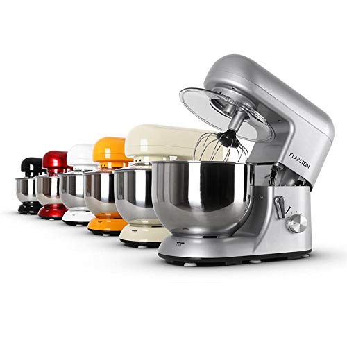 Klarstein Küchenmaschine, Knetmaschine mit 5L Schüssel, 1800W Profi Küchenmaschine mit Knethaken und Schneebesen, Universal Küchenmaschine mit 6 Stufen, Teigmaschine zum Rühren, Kneten und Aufschlagen