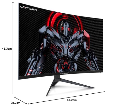 LC-POWER LC-M24-FHD-165-C-V2 24 Zoll Curved Gaming Monitor, FHD 1920x1080 Pixel, 1ms, 165Hz, AMD FreeSync, G Sync kompatibel, HDMI, Display Port, VESA