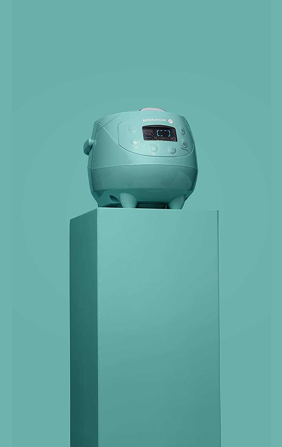 REISHUNGER Digitaler Reiskocher klein, schwarz | 0,6 L bis 3 Personen | Warmhaltefunktion, Timer & Premium Topf | Kleiner Multikocher & Dampfgarer, 8 Programme, 7-Phasen-Technologie