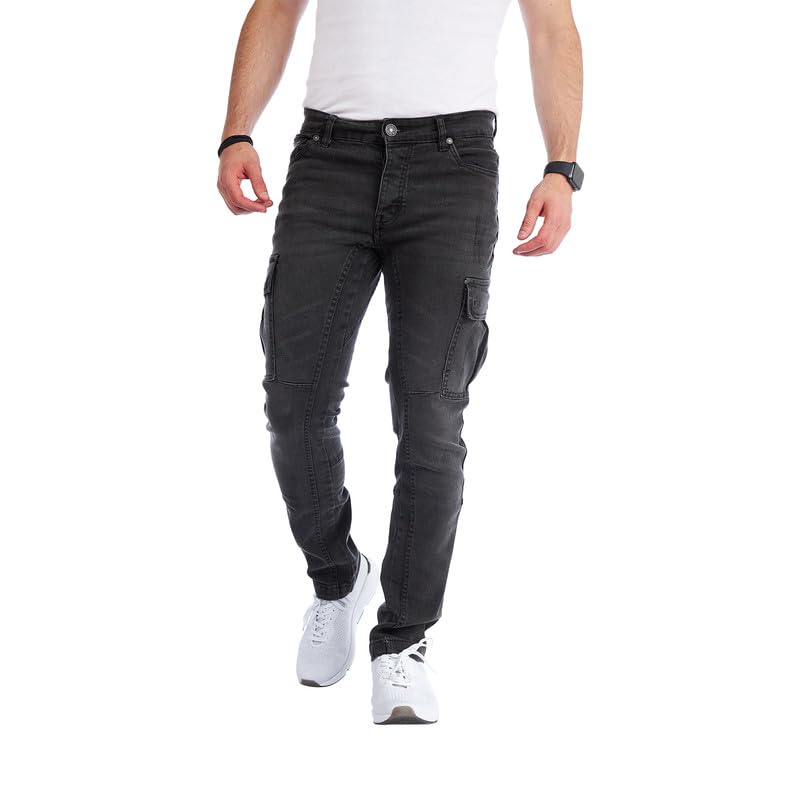 Men’s Cargo Jeans – Regular Slim Fit Denim Joggers