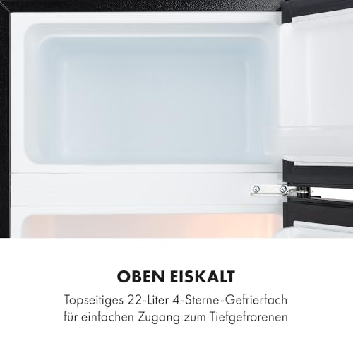 Klarstein Big Daddy - Refrigerator with freezer compartment, fridge freezer combination, fridge quiet, LED, 87 liters: refrigerator with 61 liters and freezer 26 liters, black