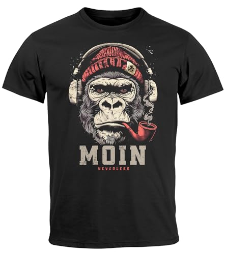 Neverless® Men's T-Shirt – "Moin" Gorilla Music Front Print