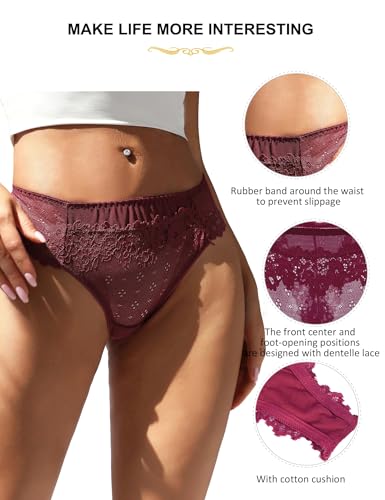 Women's Lace Underwear Briefs Comfortable Thong Soft String Breathable Floral Sexy Sizes S-2XL