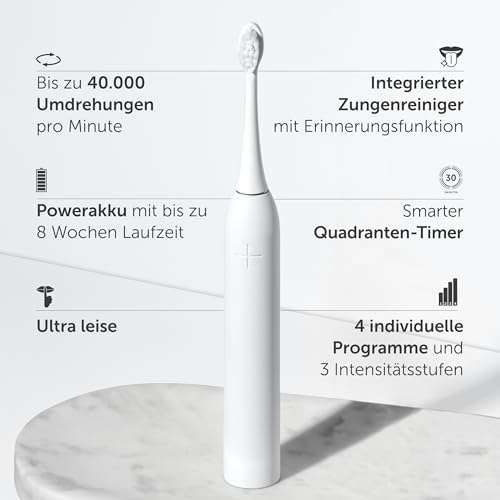 Wondersmile Schallzahnbürste PRO - Testsieger 2023-100 Tage risikofrei testen - Elektrische Zahnbürste mit 4 Putzprogrammen - Ultraschallzahnbürste mit smarten Bürstenkopf (1er Set, Ultimate Black)