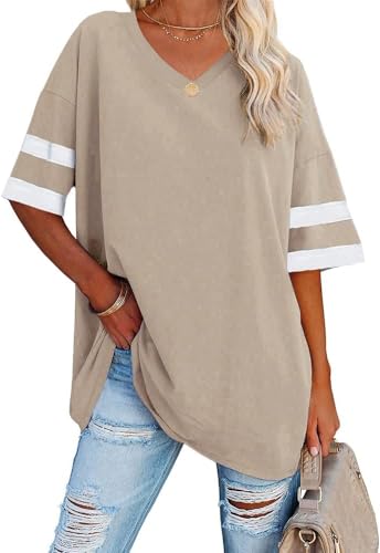 Ebifin Women's Oversized V-Neck T-Shirt
