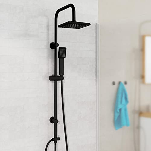EISL Duschset EASY FRESH, Duschsystem ohne Armatur 2 in 1 mit großer Regendusche (250 x 200 mm) und Handbrause, Regendusche ohne Armatur ideal zum Nachrüsten, komplettes Montageset, Chrom DX12006