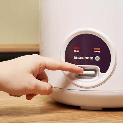 REISHUNGER Reiskocher & Dampfgarer mit Keramikbeschichtung - 1,2 L, Schwarz - Für 1-6 Personen - Schnelle Zubereitung ohne Anbrennen - Mit Warmhaltefunktion inkl. Dämpfeinsatz, Löffel & Messbecher