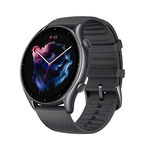 Amazfit Smartwatch GTR 3 46mm mit Gesundheitsüberwachung, SpO2, Zyklusüberwachung, GPS Sportuhr mit 150+ Sportmodi, 21 Tage Akku, Alexa für Herren Damen, Schwarz, Einheitsgröße