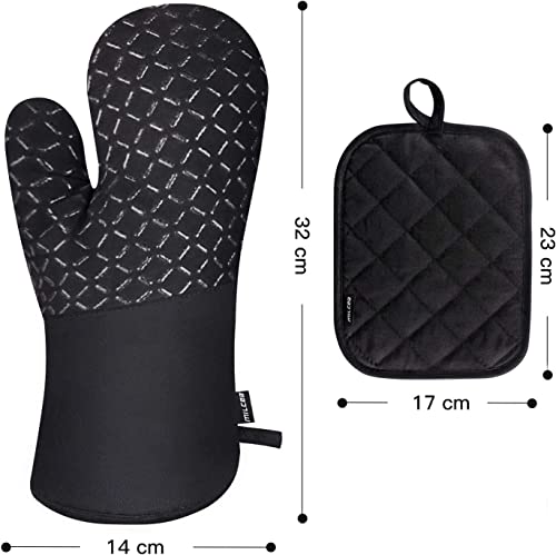 MILcea Ofenhandschuhe Topflappen Topfhandschuhe 4er Set, Backhandschuhe Kochhandschuhe Oven Mitts Hitzebeständig, 30*18*3.5cm